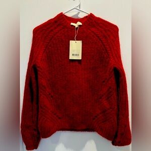 NWT Sezane Mohair Knit Red Crew Neck Sweater